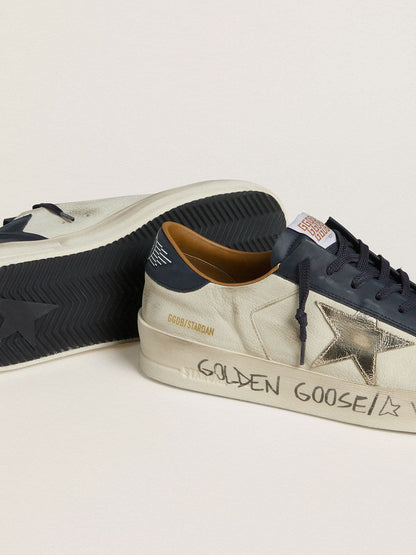 Stardan pour homme en cuir nubuck avec étoile en cuir lamé et contrefort en cuir nappa bleu
