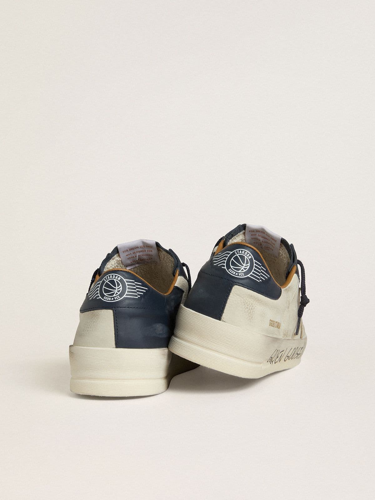 Stardan pour homme en cuir nubuck avec étoile en cuir lamé et contrefort en cuir nappa bleu