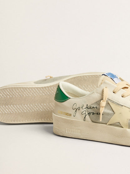 Stardan en cuir nappa blanc avec étoile en cuir couleur crème