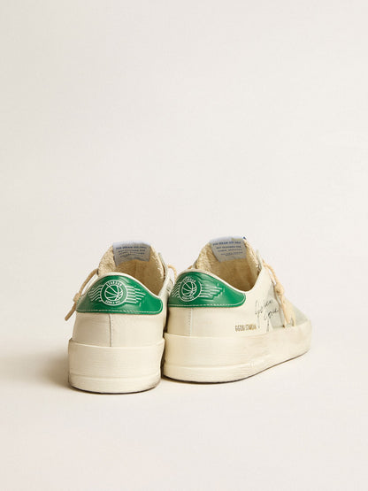 Stardan en cuir nappa blanc avec étoile en cuir couleur crème