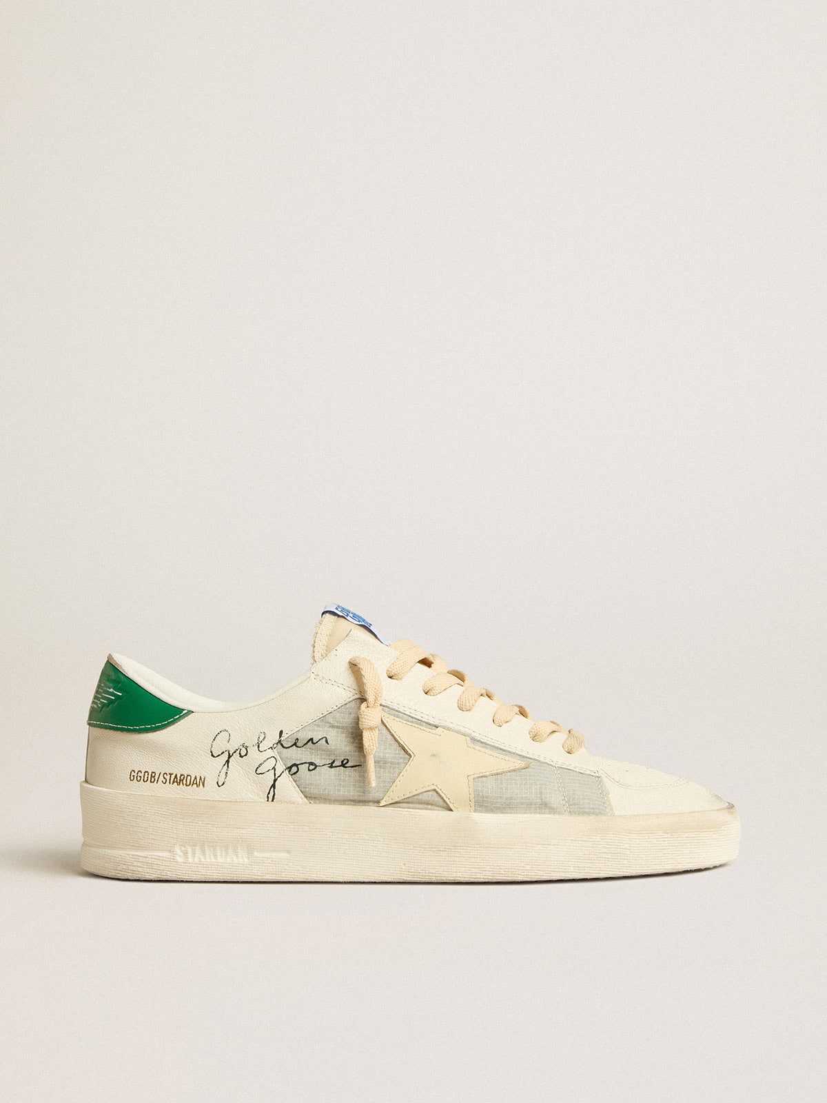 Stardan en cuir nappa blanc avec étoile en cuir couleur crème