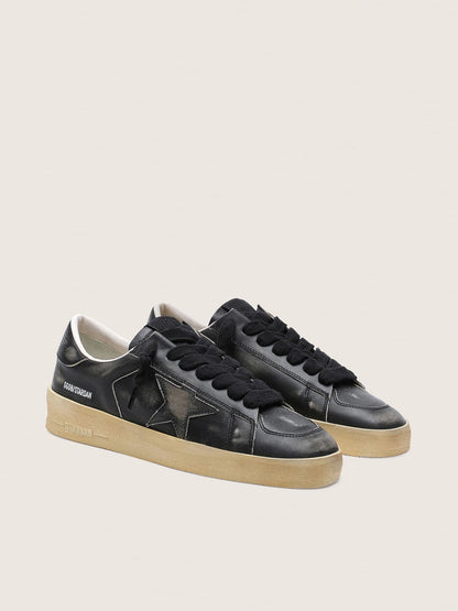 Stardan pour homme en cuir noir avec étoile et contrefort en cuir noir