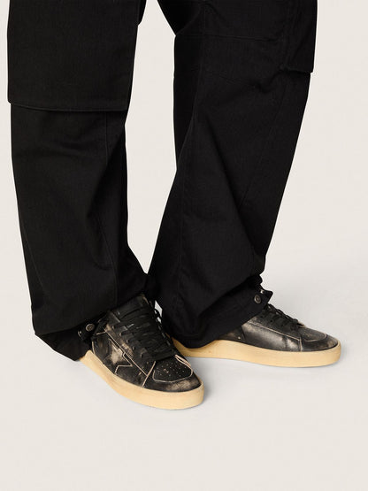 Stardan pour homme en cuir noir avec étoile et contrefort en cuir noir