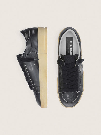 Stardan pour homme en cuir noir avec étoile et contrefort en cuir noir