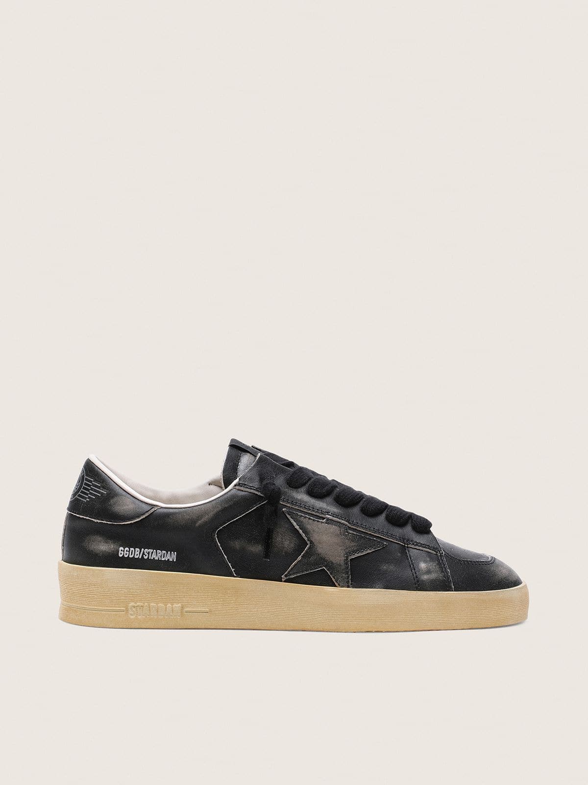 Stardan pour homme en cuir noir avec étoile et contrefort en cuir noir