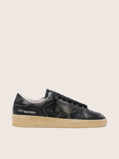 Stardan pour homme en cuir noir avec étoile et contrefort en cuir noir