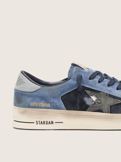 Stardan homme en cuir velours bleu avec étoile blanche