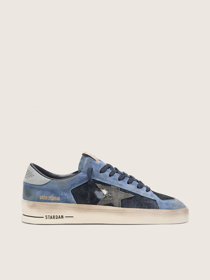 Stardan homme en cuir velours bleu avec étoile blanche