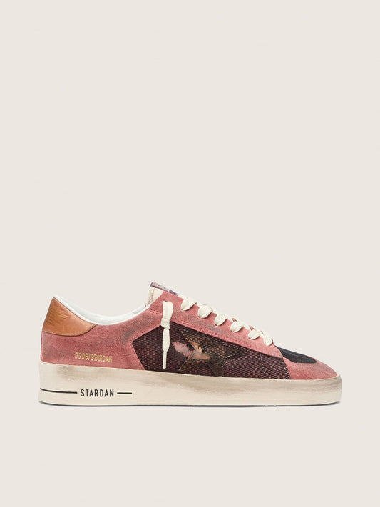 Stardan homme en cuir velours rose avec étoile beige