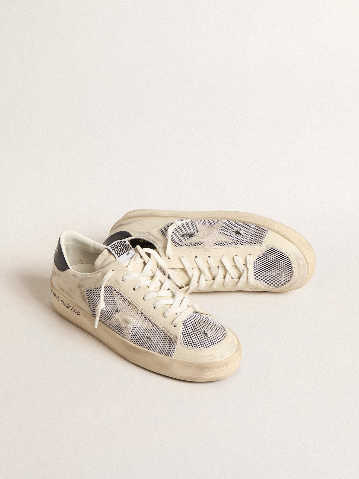 Stardan en cuir et en résille blancs avec étoile en cuir blanc