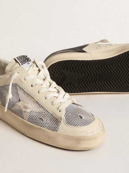 Stardan en cuir et en résille blancs avec étoile en cuir blanc