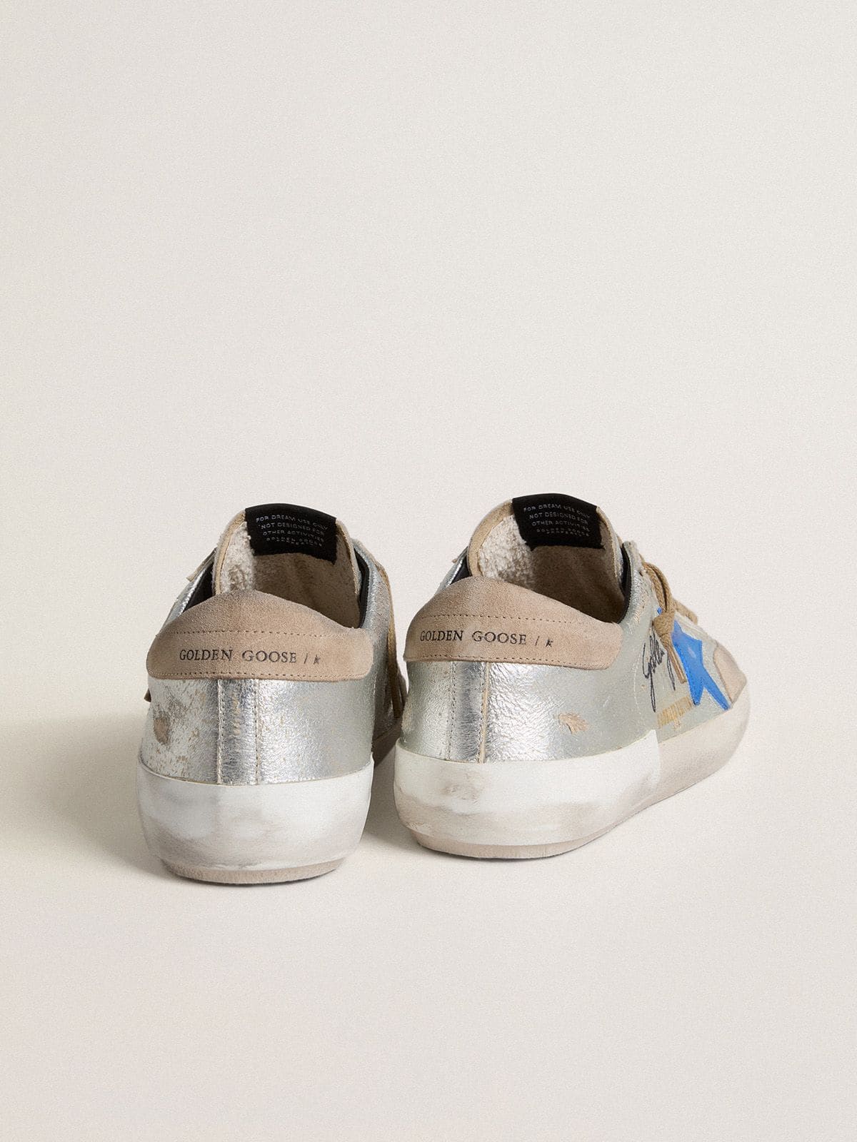 Super-Star LTD pour homme en cuir velours lamé argenté avec étoile en cuir et contrefort en cuir velours