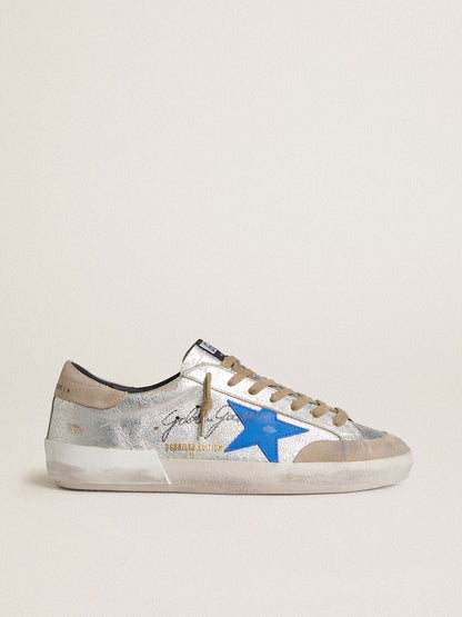 Super-Star LTD pour homme en cuir velours lamé argenté avec étoile en cuir et contrefort en cuir velours