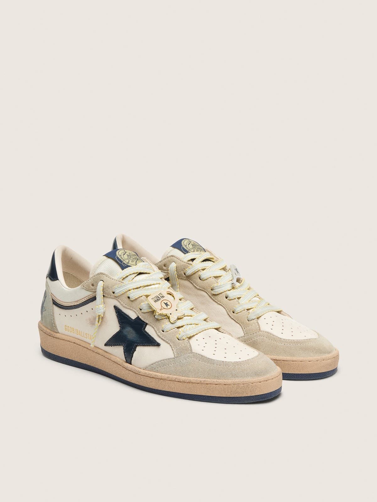 Ball Star LTD homme en cuir blanc et cuir velours gris avec étoile bleue et Skins appliquée