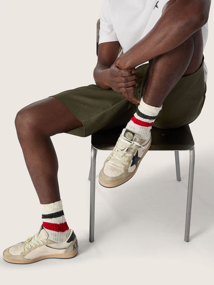 Ball Star LTD homme en cuir blanc et cuir velours gris avec étoile bleue et Skins appliquée