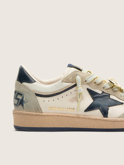 Ball Star LTD homme en cuir blanc et cuir velours gris avec étoile bleue et Skins appliquée