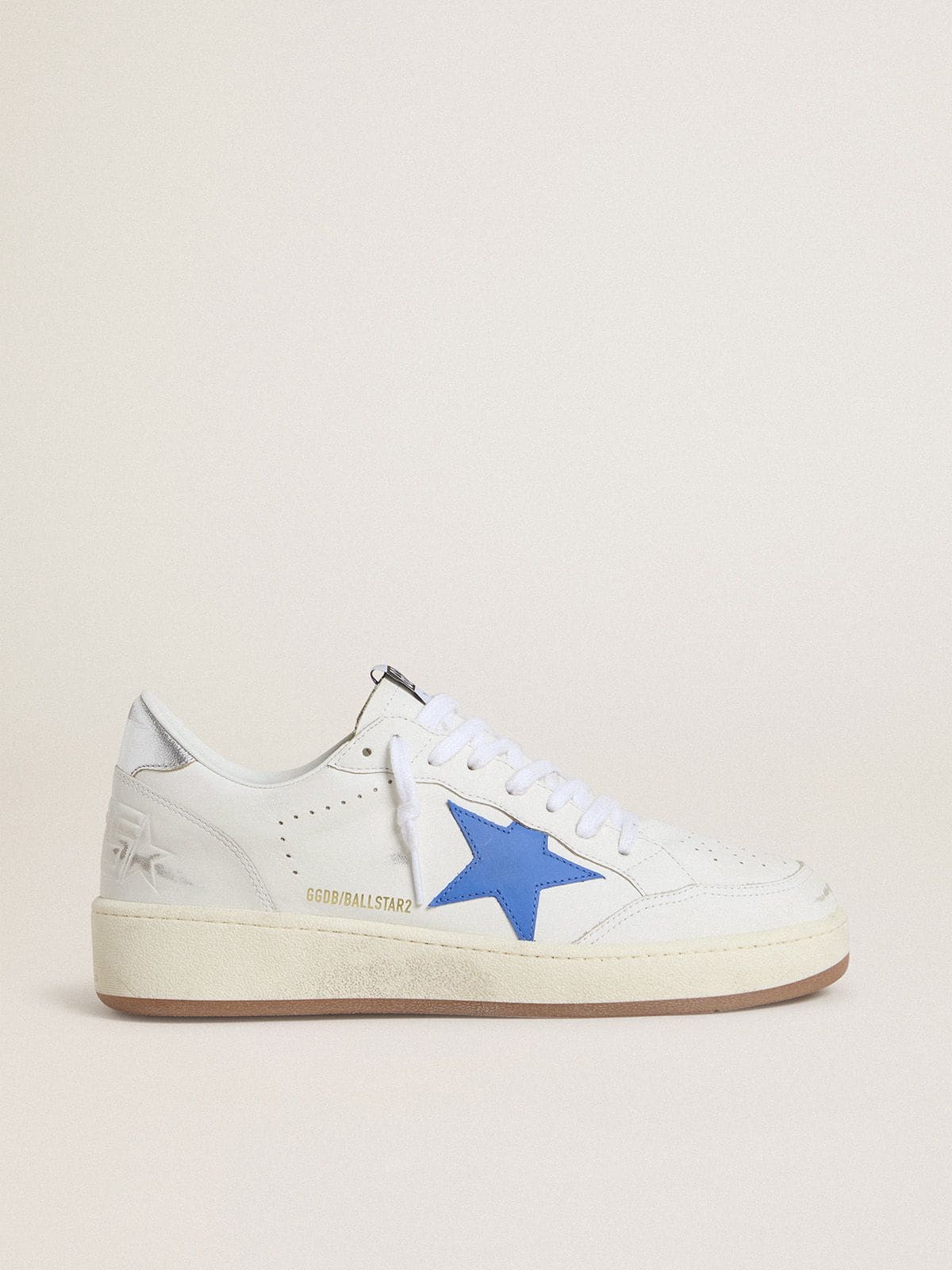 Ball Star avec étoile en cuir bleu ciel et contrefort en cuir lamé argenté