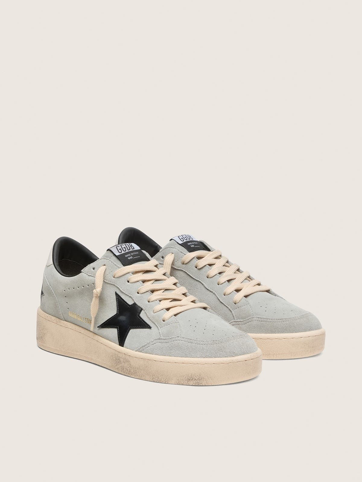Ball Star pour homme en cuir velours gris avec étoile en cuir noir