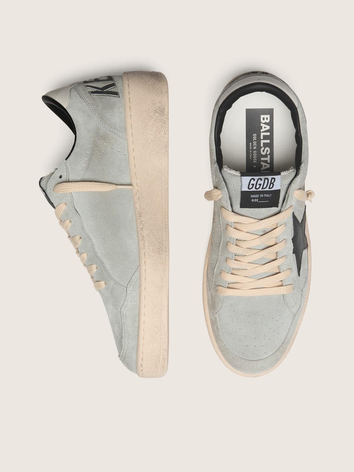 Ball Star pour homme en cuir velours gris avec étoile en cuir noir