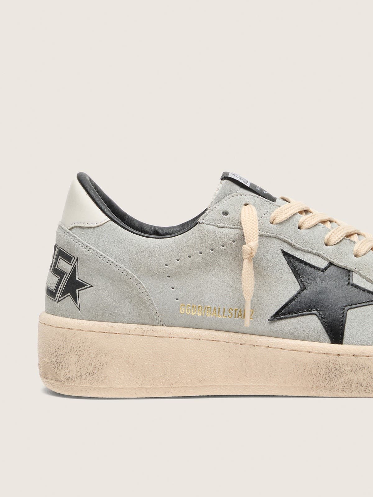 Ball Star pour homme en cuir velours gris avec étoile en cuir noir