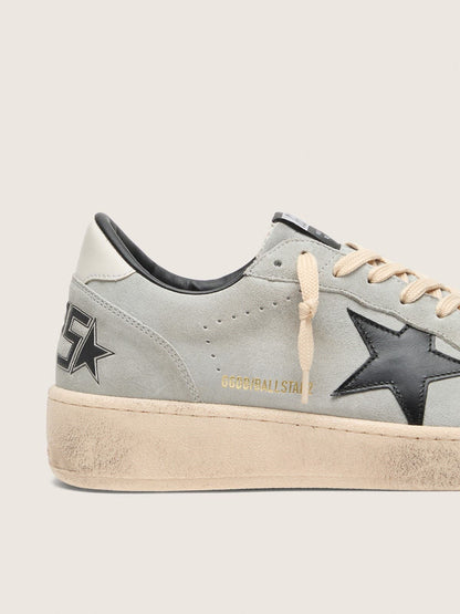 Ball Star pour homme en cuir velours gris avec étoile en cuir noir