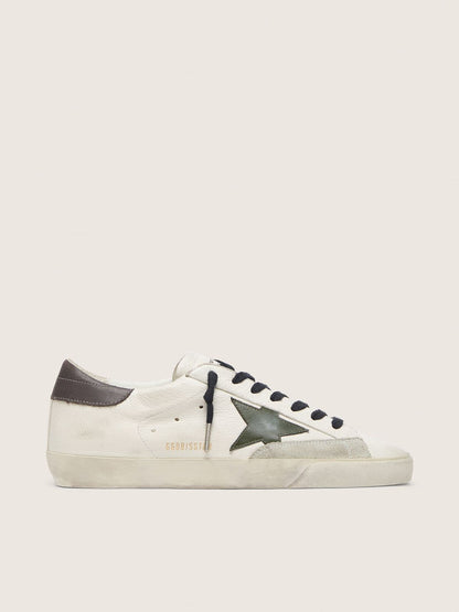 Super-Star en cuir nappa avec étoile en cuir vert et contrefort en cuir gris