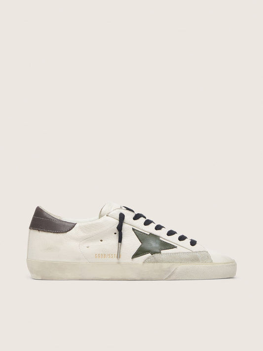 Super-Star en cuir nappa avec étoile en cuir vert et contrefort en cuir gris