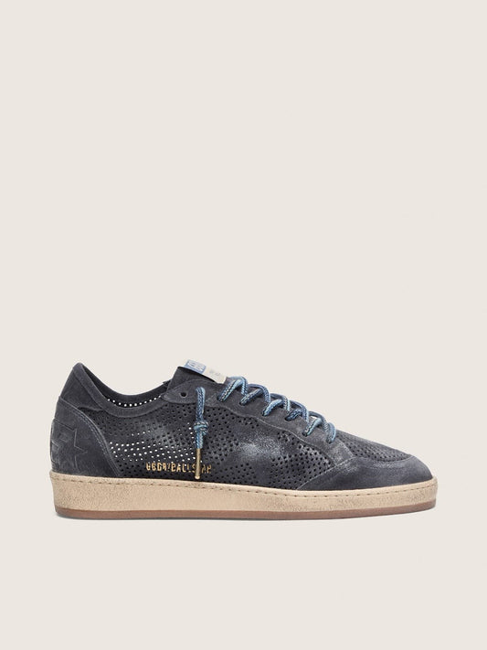 Ball Star homme en cuir velours ajouré bleu foncé avec étoile en cuir velours bleu foncé