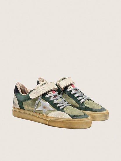Ball Star LAB pour homme en cuir velours vert avec étoile en cuir argenté et contrefort en cuir velours noir