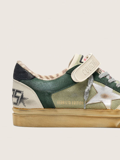 Ball Star LAB pour homme en cuir velours vert avec étoile en cuir argenté et contrefort en cuir velours noir