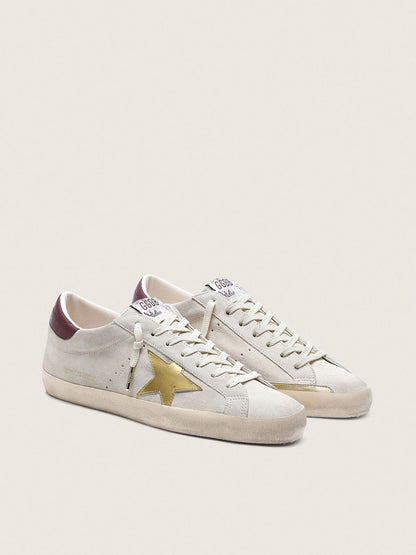 Super-Star CNY pour homme en cuir velours ivoire avec étoile en cuir lamé et contrefort en cuir