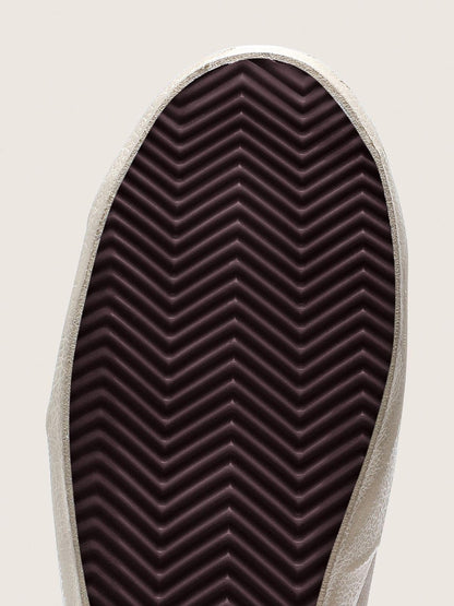 Super-Star CNY pour homme en cuir velours ivoire avec étoile en cuir lamé et contrefort en cuir
