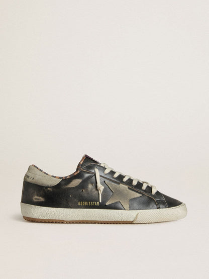Super-Star pour homme en cuir noir avec étoile et contrefort en cuir velours gris