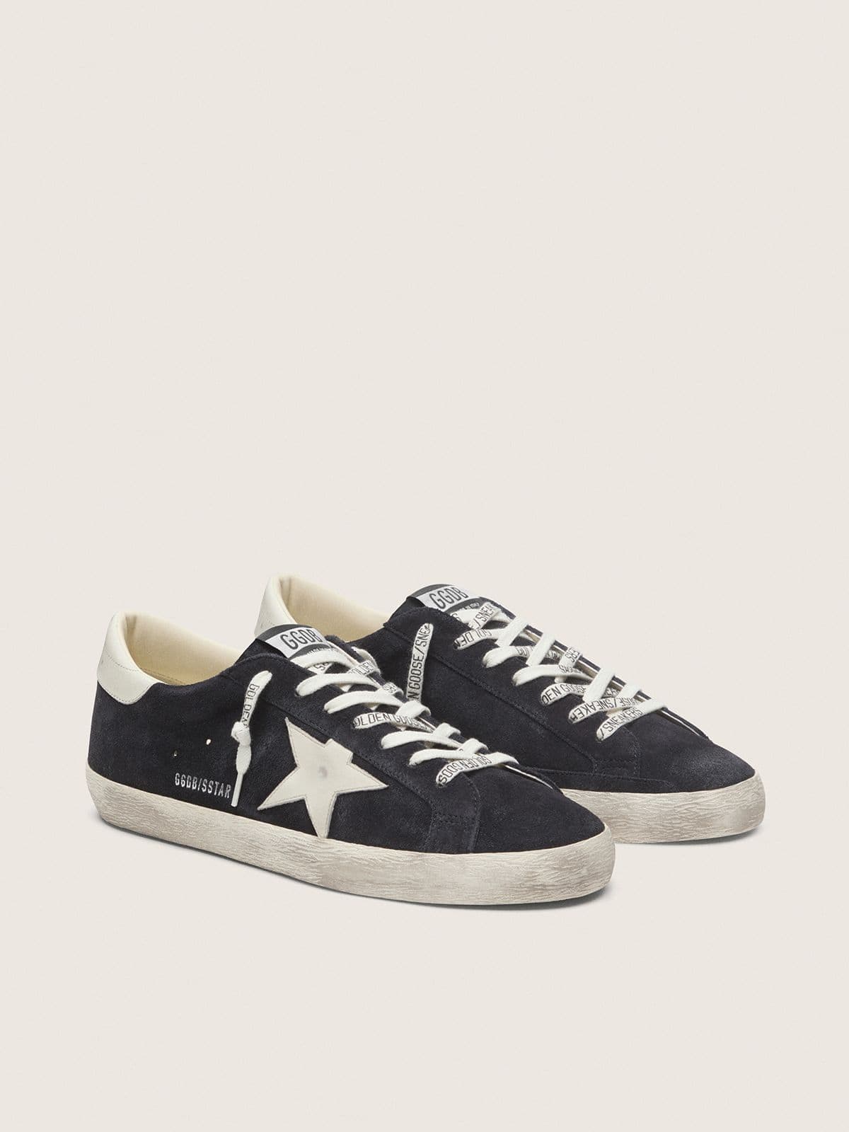 Super-Star homme en cuir velours bleu foncé avec étoile blanche