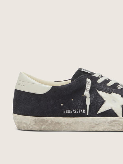 Super-Star homme en cuir velours bleu foncé avec étoile blanche