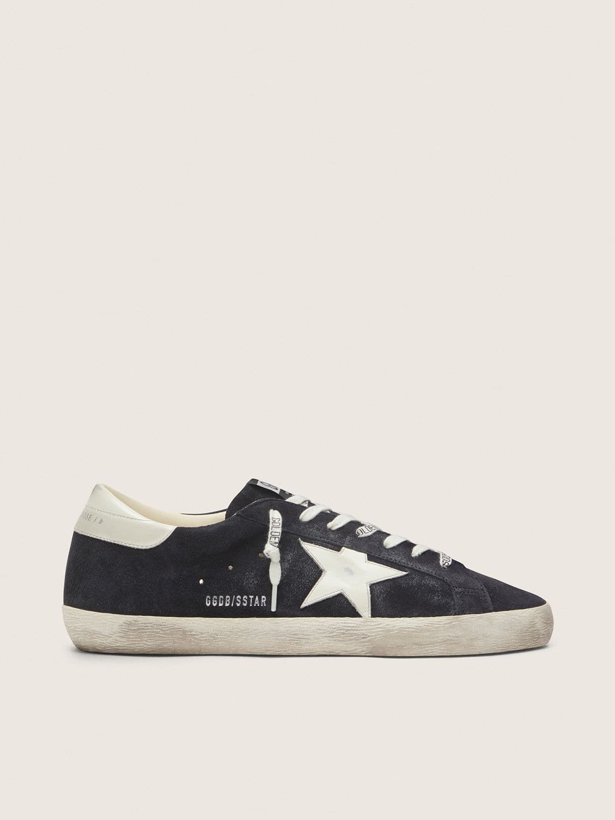 Super-Star homme en cuir velours bleu foncé avec étoile blanche