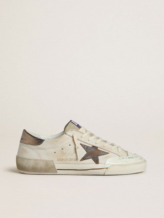 Super-Star LTD pour homme en cuir velours avec étoile en cuir marron et contrefort en cuir lamé