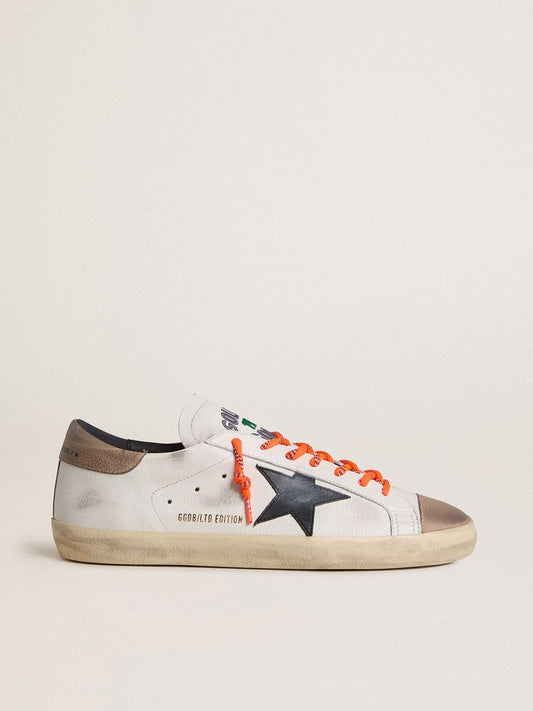 Super-Star LTD pour homme en cuir avec étoile en cuir noir et contrefort en cuir beige