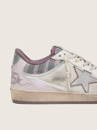 Ball Star LAB homme en nylon et cuir façon poulain blanc avec étoile argentée et empiècements lilas