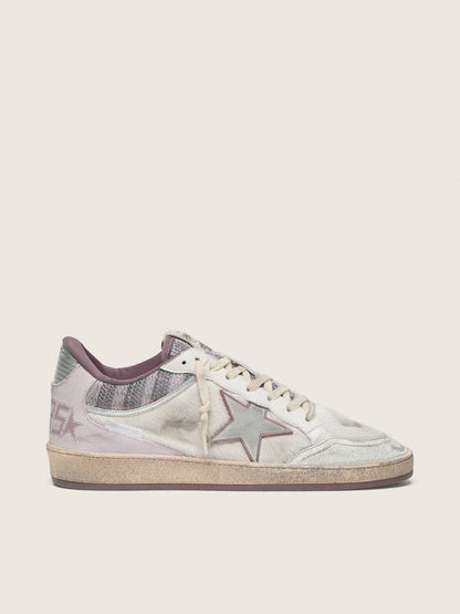 Ball Star LAB homme en nylon et cuir façon poulain blanc avec étoile argentée et empiècements lilas