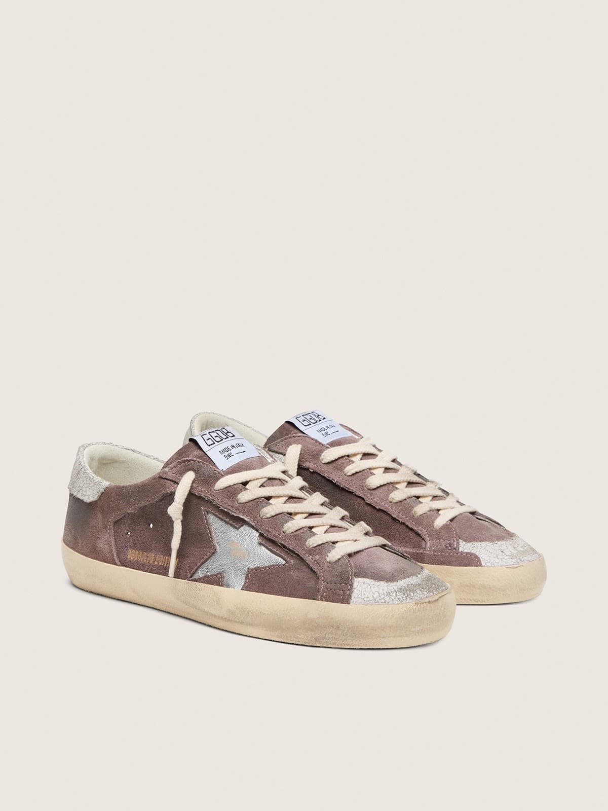 Super-Star LTD homme en cuir velours lavande avec étoile argentée