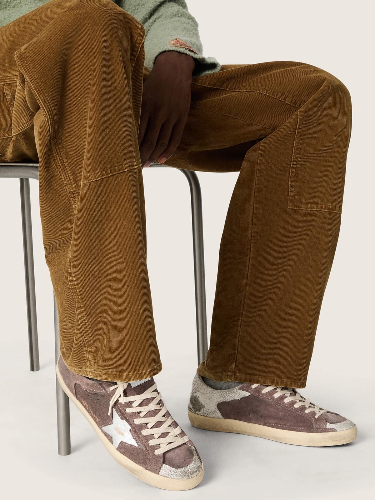 Super-Star LTD homme en cuir velours lavande avec étoile argentée