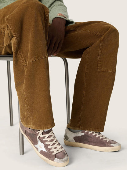 Super-Star LTD homme en cuir velours lavande avec étoile argentée