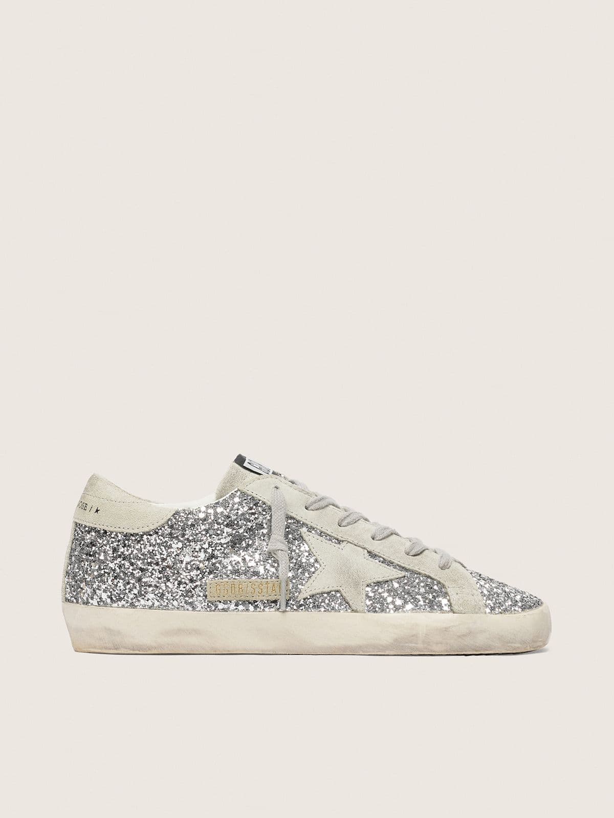 Super-Star pour femme à paillettes argentées avec étoile en daim gris glacier
