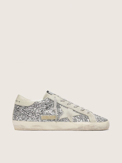 Super-Star pour femme à paillettes argentées avec étoile en daim gris glacier