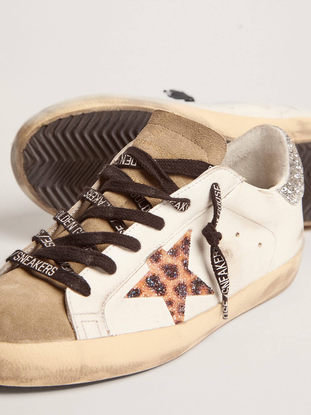 Super-Star pour femme à imprimé léopard avec étoile en cristaux Swarovski