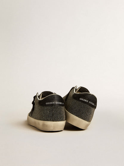 Super-Star pour femme en cristaux Swarovski noirs avec étoile en daim noir