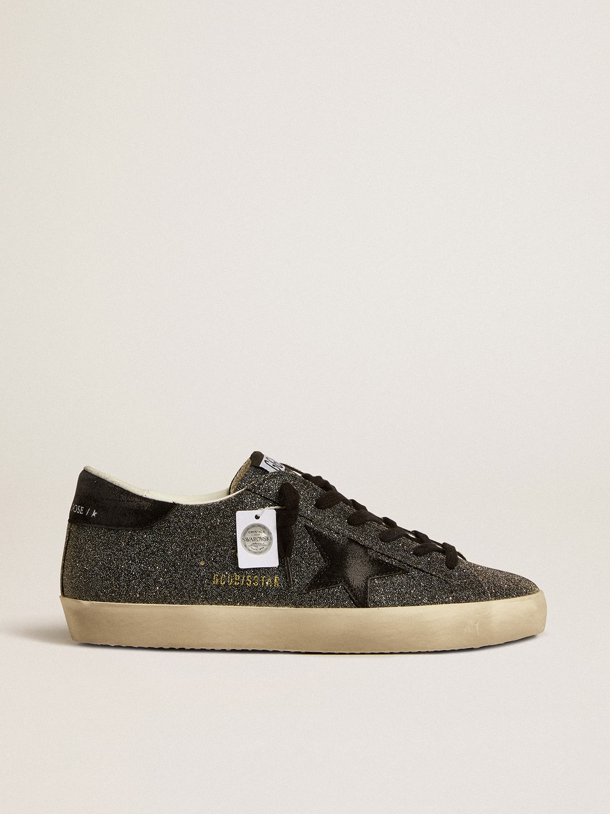 Super-Star pour femme en cristaux Swarovski noirs avec étoile en daim noir