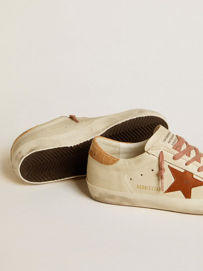 Super-Star pour femme avec étoile en cuir et contrefort en cuir à imprimé crocodile
