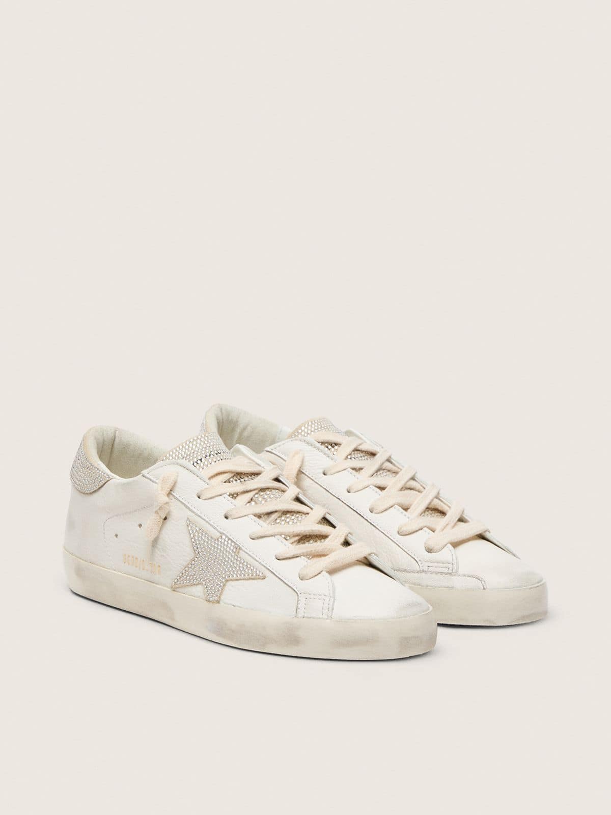 Super-Star pour femme en cuir nappa avec étoile et contrefort en cristaux Swarovski